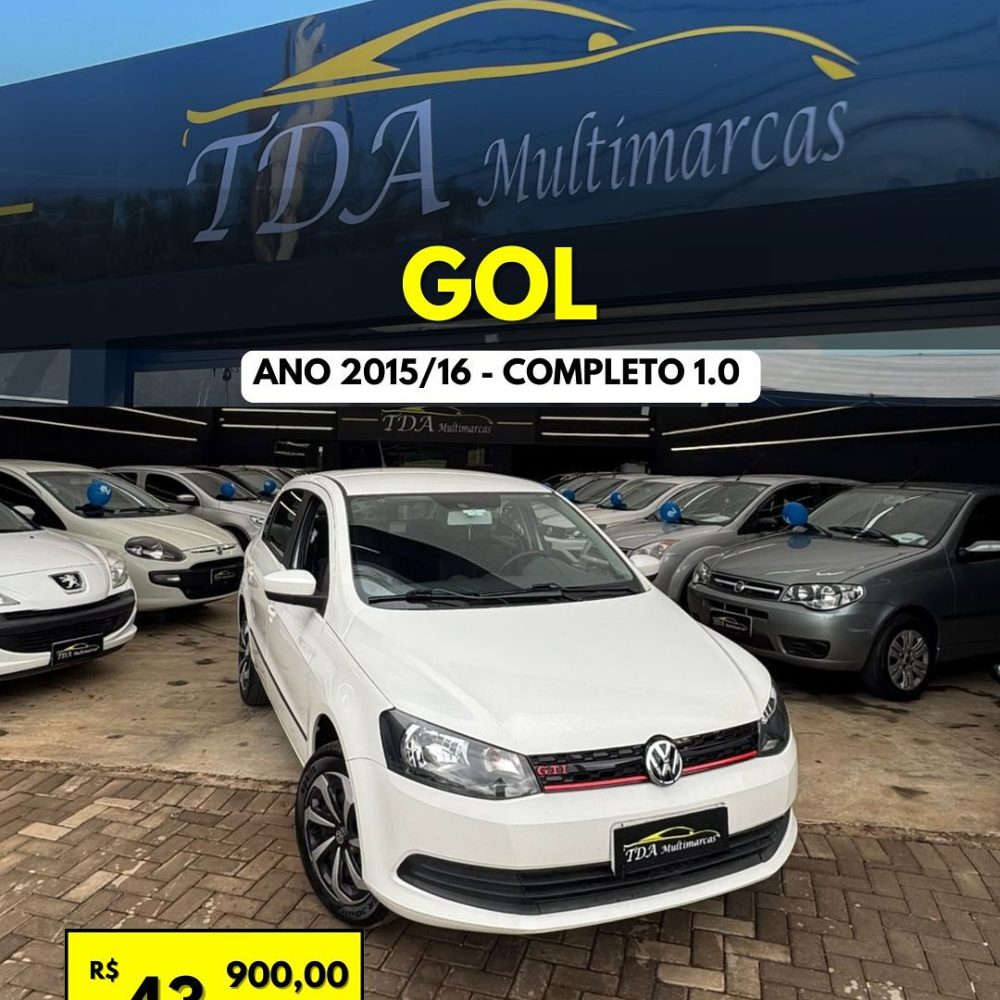 🚗 Gol G6 2015-2016 1.0 completo!Com multimídia, câmera de ré e 4 pneus novos 🔥Carro super cons